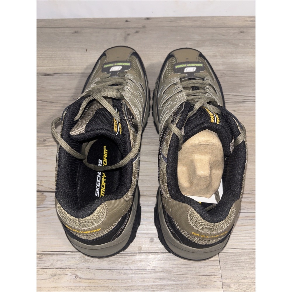 Mens 10 Skechers After Burn Memory Foam Lace-Up Sneaker Pebble / Black NEW - Picture 7 of 11